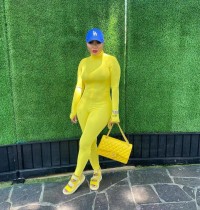 LUCKY LABEL Letter Embroidery Thumb Hole Jumpsuit OD-8456