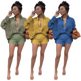 Plus Size Solid Full Sleeve Loose Blouse Top HNIF-058