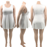 Plus Size Solid Sleeveless Mini Dress PHF-13256