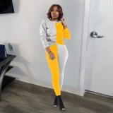 Contrast Color Patchwork Long Sleeve 2 Piece Pants Set SFY-H158