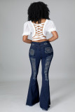 Denim Ripped Hole Flared Jeans LA-3286