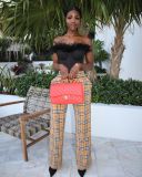 Plaid Print Casual Straight Pants LSL-6473