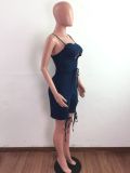 Denim Sexy Lace-Up Sling Romper LA-3290