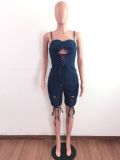 Denim Sexy Lace-Up Sling Romper LA-3290