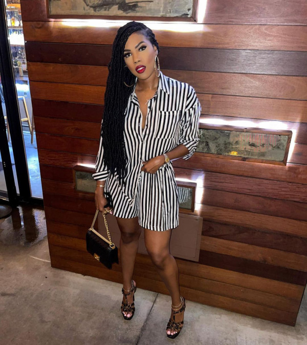 Casual Striped Long Sleeve Blouse Top And Shorts 2 Piece Sets BGN-203