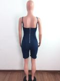 Denim Sexy Lace-Up Sling Romper LA-3290