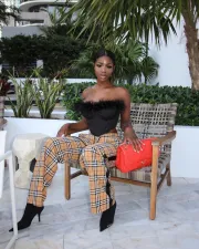 Plaid Print Casual Straight Pants LSL-6473