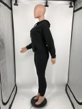Plus Size Solid Hoodie Sweatpants Two Piece Suits YIM-213