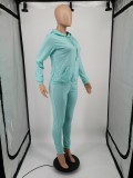 Plus Size Solid Hoodie Sweatpants Two Piece Suits YIM-213