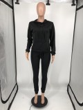Plus Size Solid Hoodie Sweatpants Two Piece Suits YIM-213