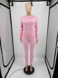 Plus Size Solid Hoodie Sweatpants Two Piece Suits YIM-213