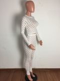 Sexy Hole Hollow Out Long Sleeve 2 Piece Pants Set LA-3278