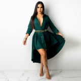 Solid 3/4 Sleeve Irregular Shirt Dress ZSD-0420