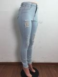 Denim Ripped Hole Skinny Jeans Pants LA-3264