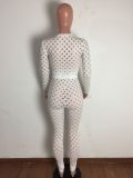 Sexy Hole Hollow Out Long Sleeve 2 Piece Pants Set LA-3278