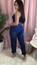 Denim Embroidery Two Piece Pants Set LA-3219