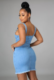 Denim Sleeveless Strap Mini Dress LA-3271