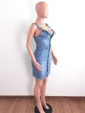 Denim Sleeveless Strap Mini Dress LA-3271
