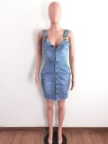 Denim Sleeveless Strap Mini Dress LA-3271