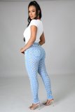 Denim Mid-Waist Hole Skinny Jeans Pants LA-3270