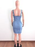 Denim Sleeveless Strap Mini Dress LA-3271