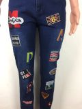 Denim Embroidery Two Piece Pants Set LA-3219