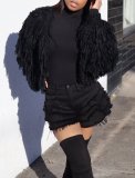 Solid Crocheted Tassel Hollow Long Sleeve Coat ZSD-0118