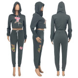Casual Printed Hoodie Two Piece Pants Set GLF-10041