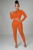 Sexy Hole Hollow Out Long Sleeve 2 Piece Pants Set LA-3278