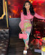 Sexy Long Sleeve Blouse Top+Printed Mesh Pants 2 Piece Sets FENF-179