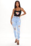 Denim Ripped Hole Skinny Jeans Pants LA-3264