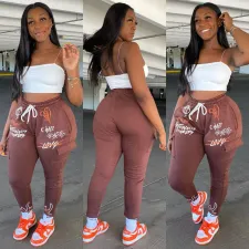 Casual Printed Drawstring Pocket Pants WSYF-5898