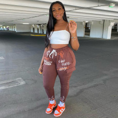 Casual Printed Drawstring Pocket Pants WSYF-5898
