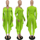Solid Cold Shoulder Long Sleeve Harem Jumpsuit MXDF-6057