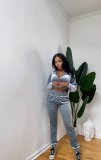 Solid Velvet Hooded Long Sleeve 2 Piece Pants Set YS-8826