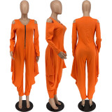Solid Cold Shoulder Long Sleeve Harem Jumpsuit MXDF-6057