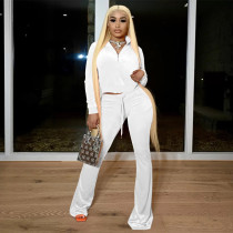 Solid Velvet Pullover Top Flared Pants 2 Piece Sets QSF-51045