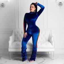 Sexy Velvet Long Sleeve Backless 2 Piece Pants Set OM-1271