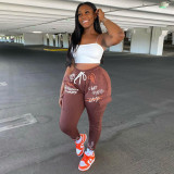 Casual Printed Drawstring Pocket Pants WSYF-5898