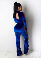 Sexy Velvet Long Sleeve Backless 2 Piece Pants Set OM-1271