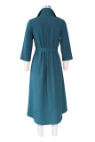 Solid 3/4 Sleeve Irregular Shirt Dress ZSD-0420