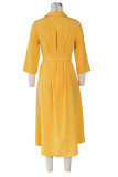 Solid 3/4 Sleeve Irregular Shirt Dress ZSD-0420