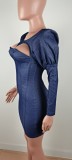 Sexy Puff Sleeve Slim Mini Dress BN-9299