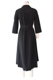 Solid 3/4 Sleeve Irregular Shirt Dress ZSD-0420