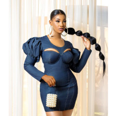 Sexy Puff Sleeve Slim Mini Dress BN-9299