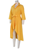 Solid 3/4 Sleeve Irregular Shirt Dress ZSD-0420