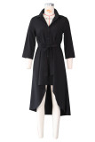 Solid 3/4 Sleeve Irregular Shirt Dress ZSD-0420