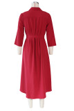 Solid 3/4 Sleeve Irregular Shirt Dress ZSD-0420