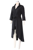 Solid 3/4 Sleeve Irregular Shirt Dress ZSD-0420