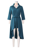 Solid 3/4 Sleeve Irregular Shirt Dress ZSD-0420